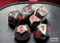 Chessex - 20478 Velvet Mini-Polyhedral Black/red 7-Die Set