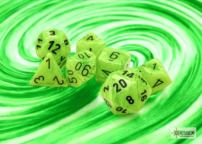 Chessex - 27430 Vortex Bright Green Dice w/ Silver numbers