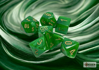 Chessex - 27435 Vortex Green Dice w/ Gold Numbers