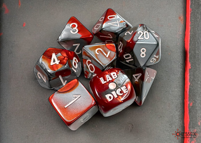 Chessex - 30066 Gemini Red-Steel/white Polyhedral 7-Dice Set (with bonus die)