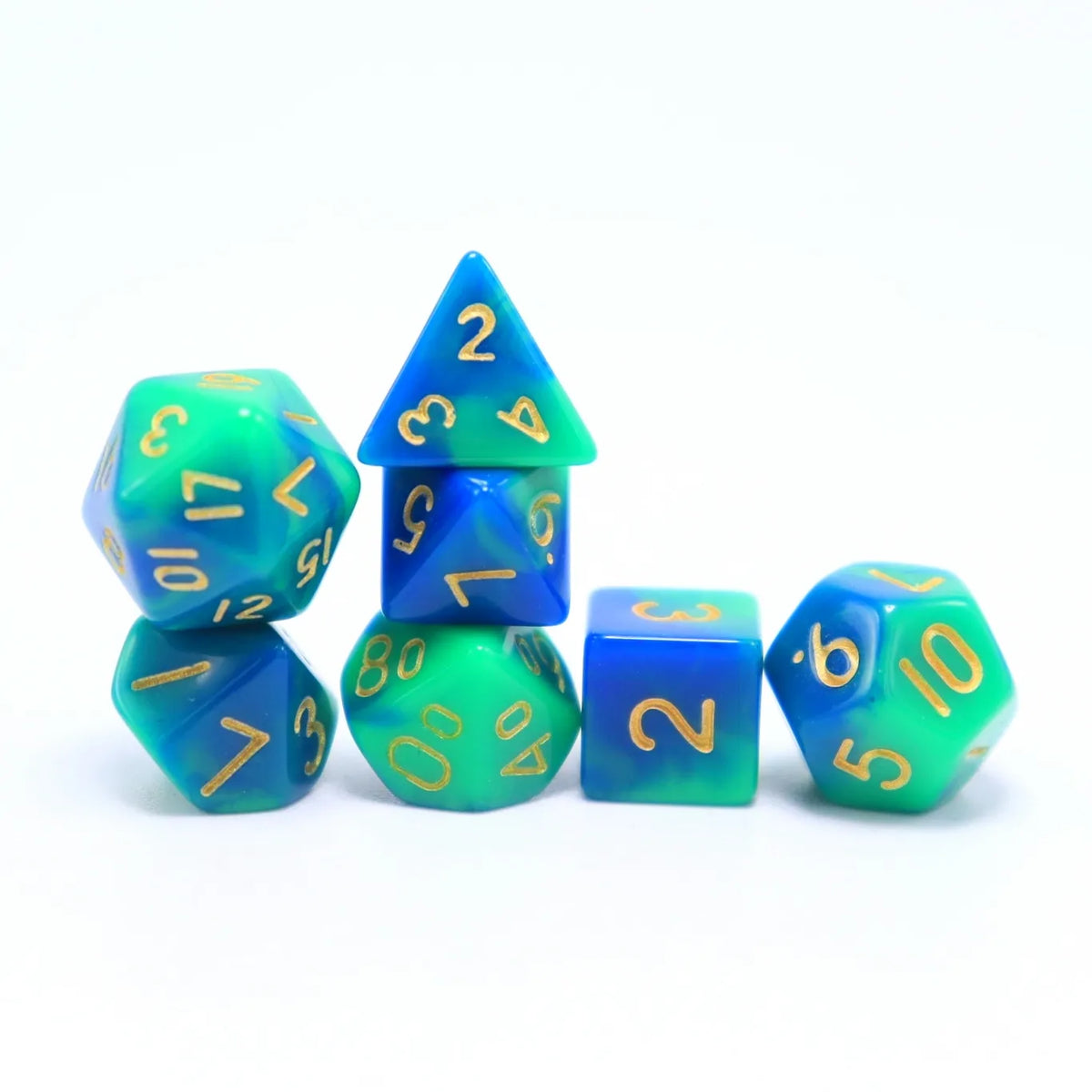 TwoFaad - Blue & Green Blend Mini 7- Piece Dice Set