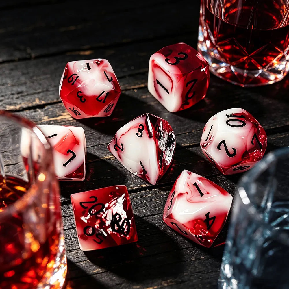 TwoFaad - Strahd 7- Piece Set Multifaceted Sharp Edge Red & Wihte