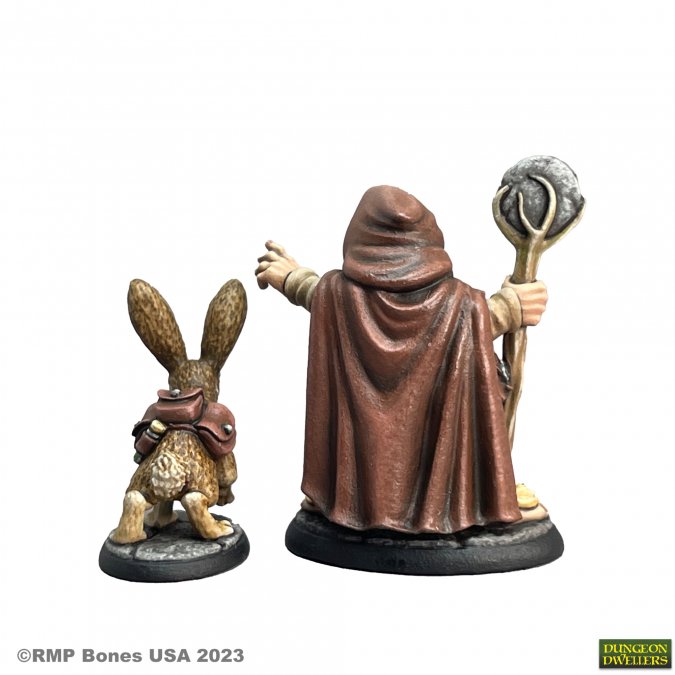 Reaper 07096 Hollis Grayheath and Verbena Halfling Druid and Hare Animal Companion