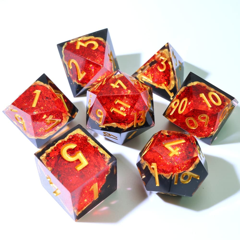 TwoFaad - Red Geode 7- Piece Sharp Edge Dice Set