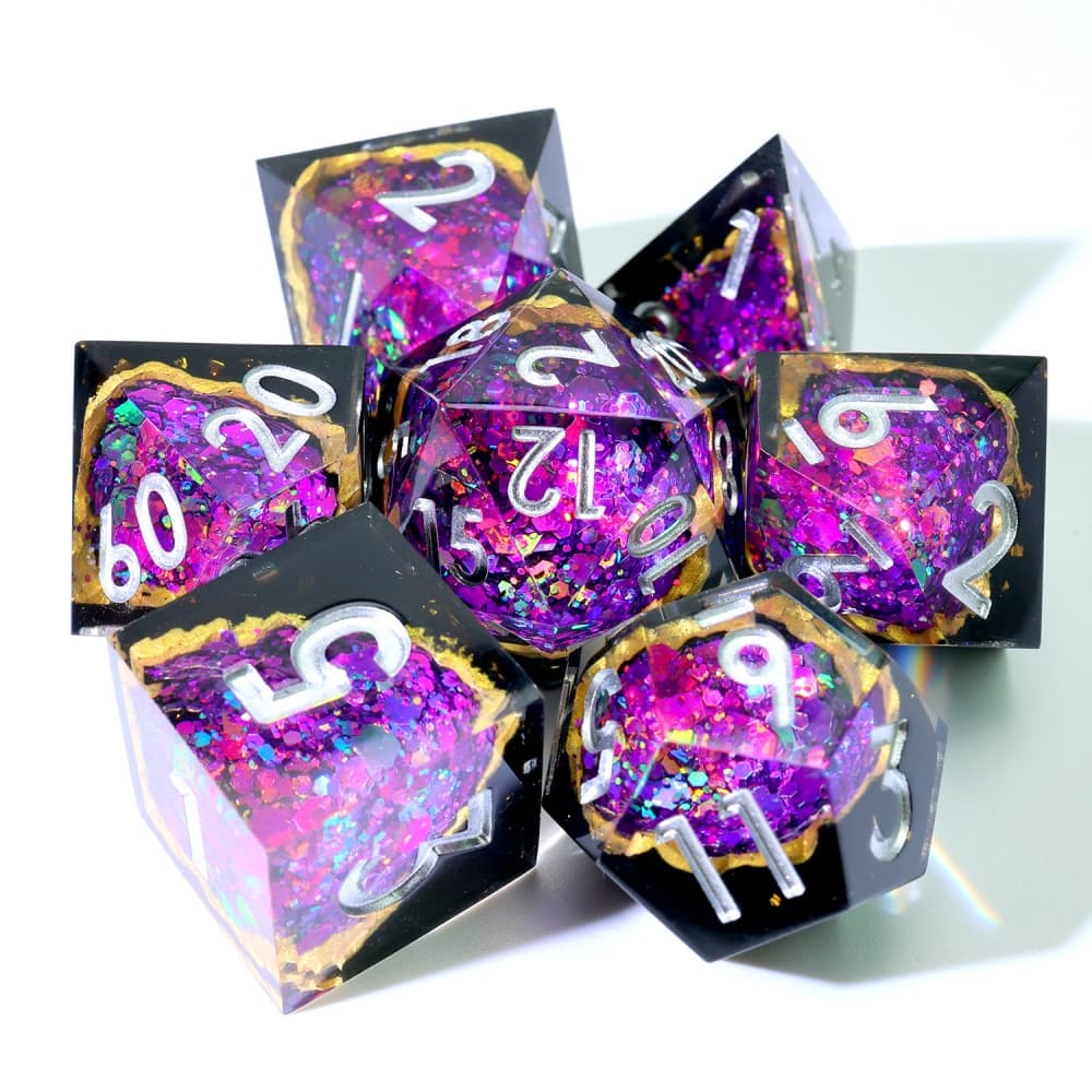 TwoFaad - Pink Geode 7- Piece Sharp Edge Dice Set