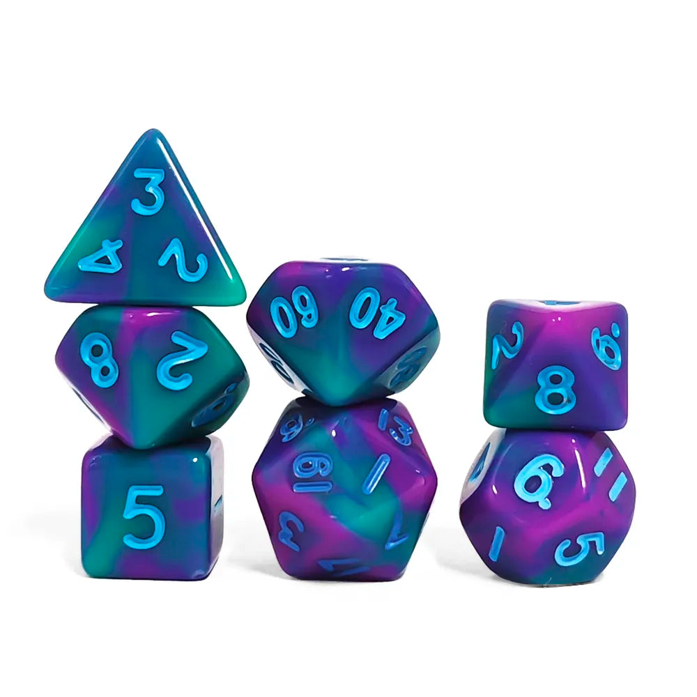 TwoFaad - Green & Purple Blend Mini 7- Piece Dice Set
