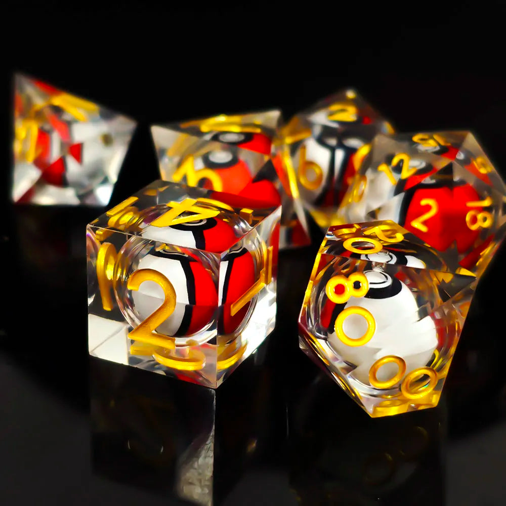 TwoFaad - Floating Pokemon Ball Liquid Core 7- Piece Dice Set