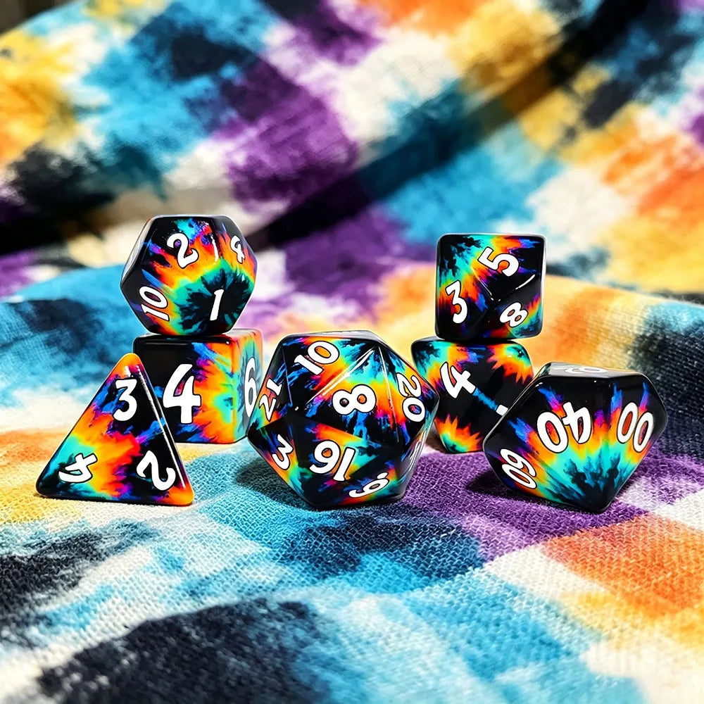 TwoFaad - Printed Tie-Dye 7- Piece Dice Set