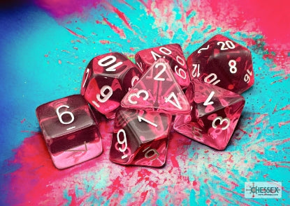 Chessex - 23084 Translucent Pink w/White Numbers