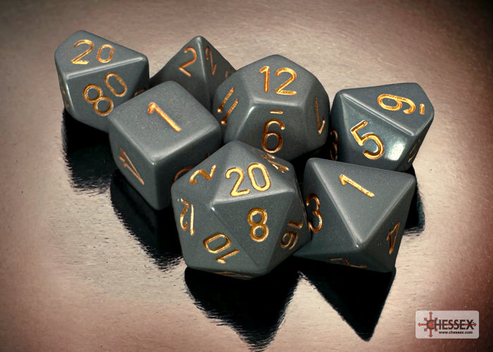 Chessex - 25420 Opaque Dark Grey Dice w/ Copper numbers