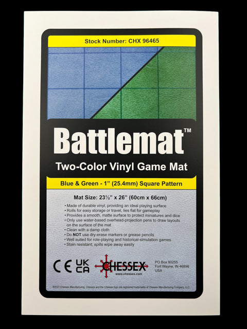 Chessex - 96465F Factory-Second Battlemat™ 1" Reversible Blue-Green Squares