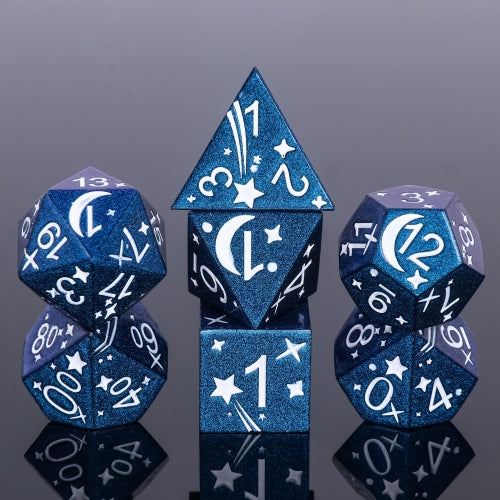 TwoFaad - Comet - Blue Galaxy Metal 7- Piece Dice Set