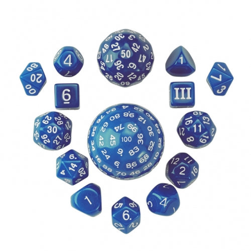TwoFaad - 15 Piece Set - Blue Dice w/ White Numbers