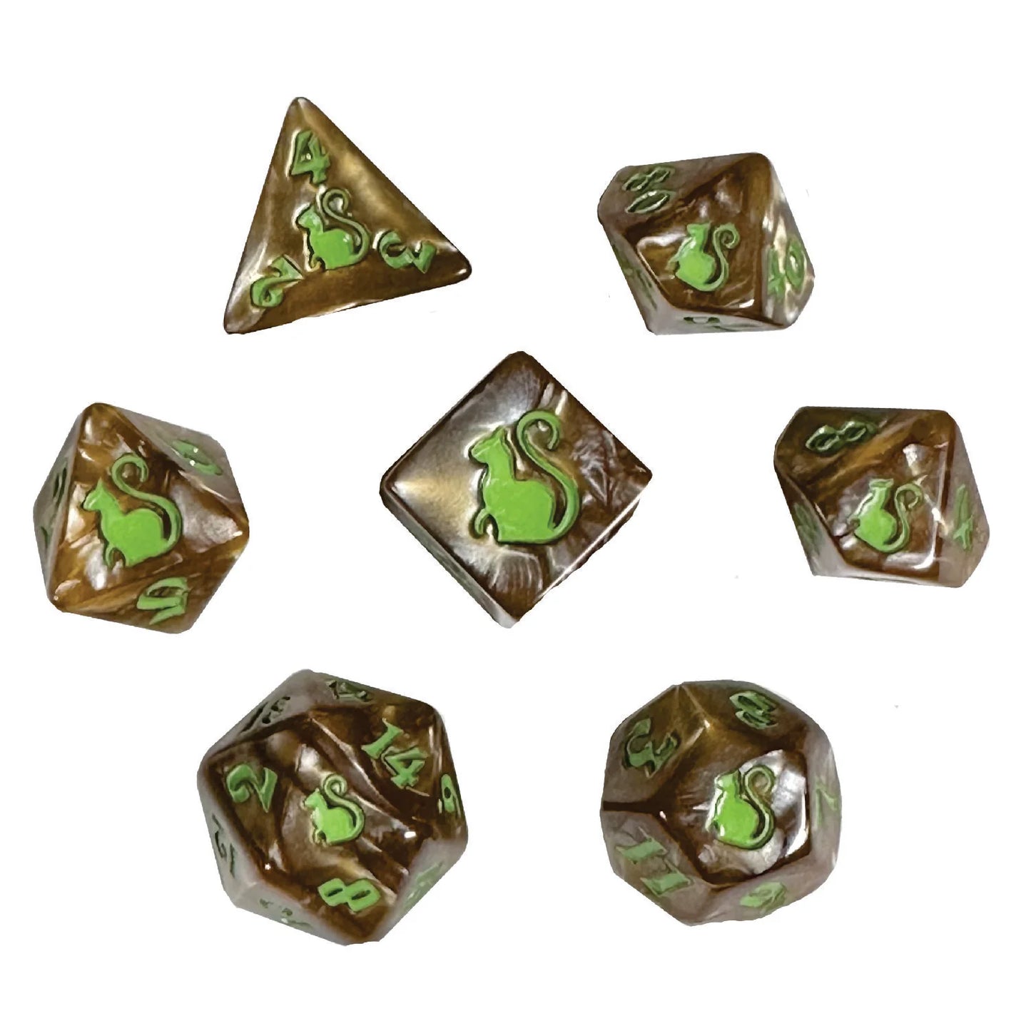 Black Oak Workshop - Kitty Clacks - Hazel 7 Set of Dice