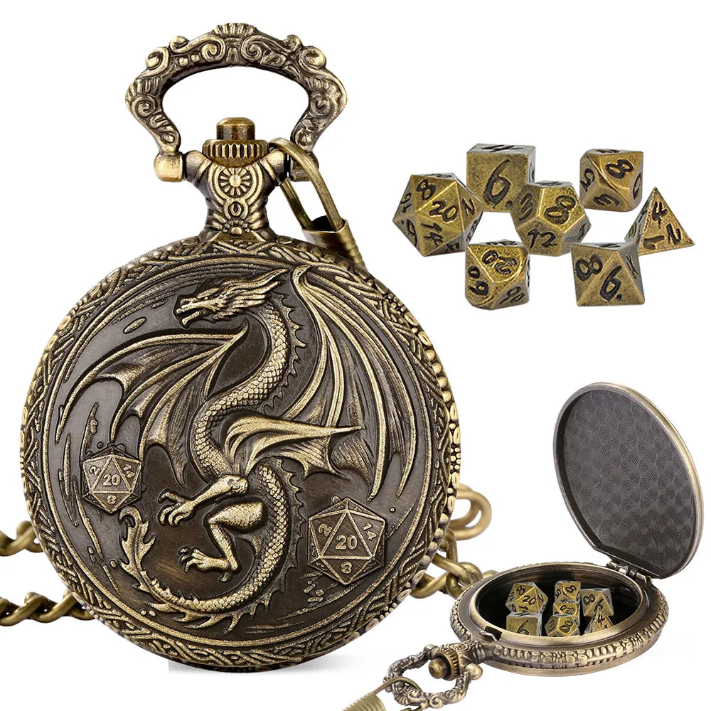 TwoFaad - Brass Dragon Pocket Locket w/ Mini Metal Dice