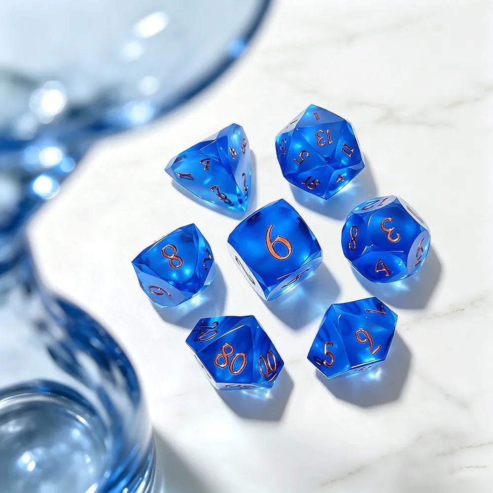TwoFaad - Iymrith Blue Multifaceted Sharp Edge Dice