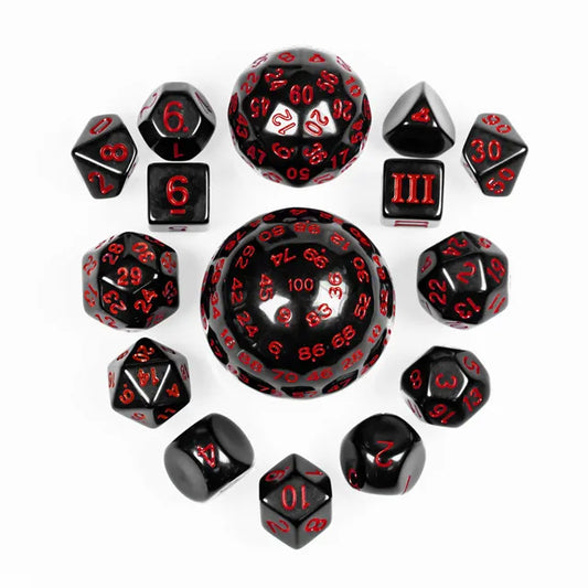 15 Piece Set - Black with Red Numbers