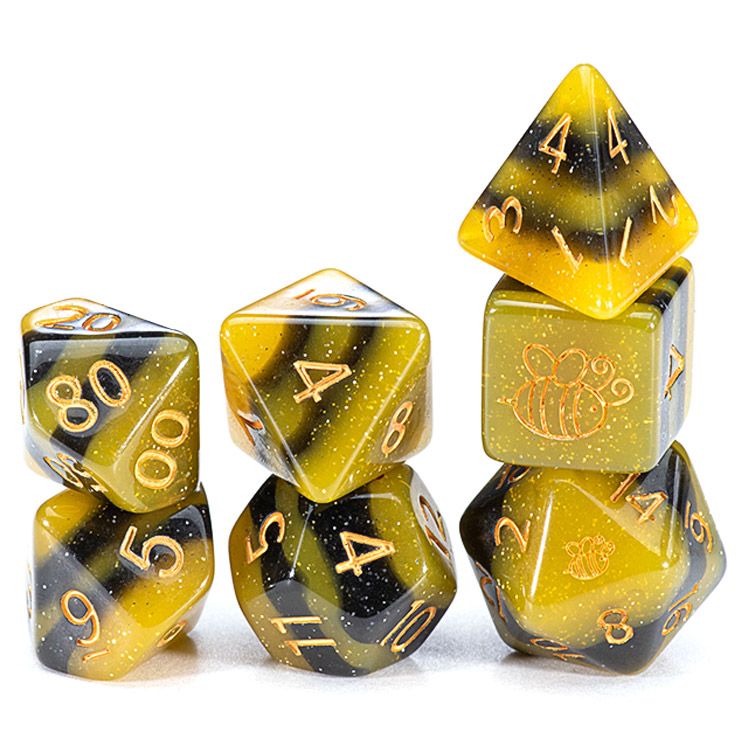 Gate Keeper Games GKGSG08080 7-Set Cube Sui Generis Dice: Electric Bumble Bee
