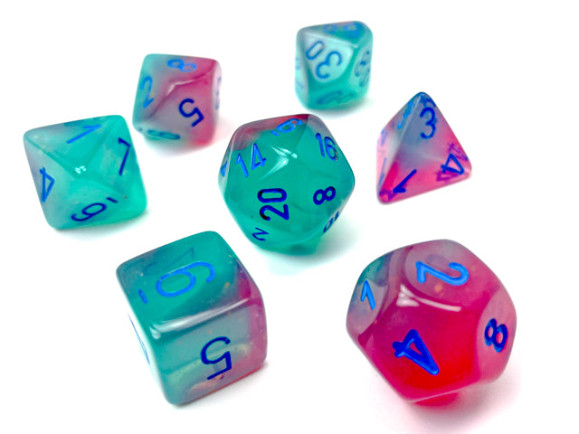 Chessex - 26464 Gemini Gel Green-Pink/Blue Luminary Dice