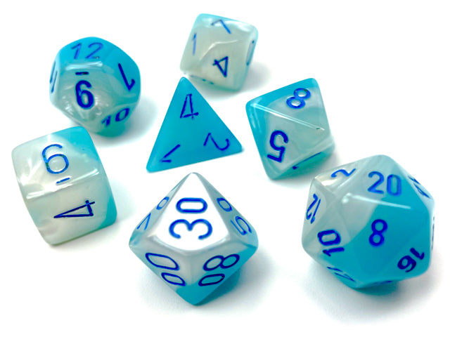 Chessex - 26465 Gemini Pearl Turquoise-White/blue Luminary