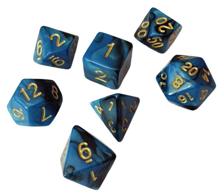 SkullSplitter Blue and Black Swirled Dice
