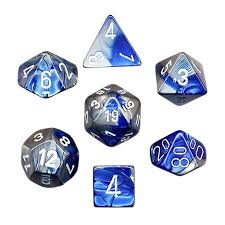 CHX26423 Gemini Blue-Steel dice w/ White numbers