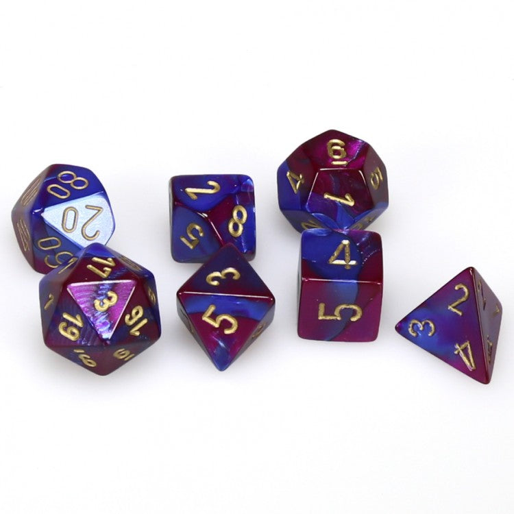 Chessex - 26428 Gemini Blue-Purple Dice w/ Gold Numbers