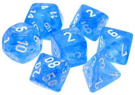 CHX27426 Borealis Sky Blue dice w/ White numbers