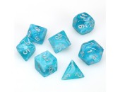Chessex - 27465 Cirrus Aqua Dice w/ Silver Numbers