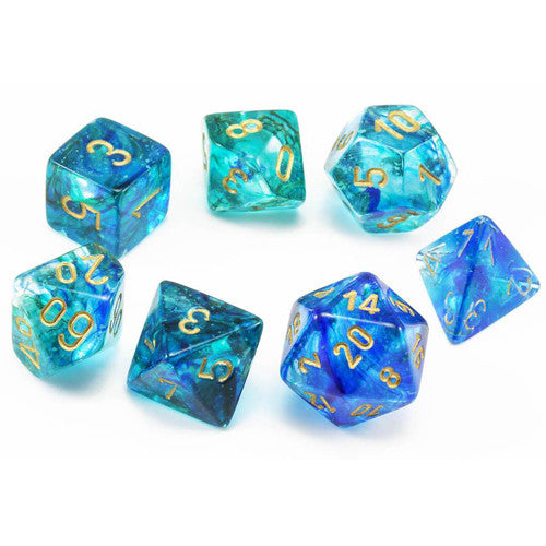 Chessex - 27556 Luminary Nebula Oceanic Dice w/ Gold Numbers