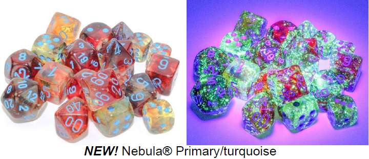 Chessex - 27559 Luminary Nebula Primary Dice w/ Turquoise Numbers