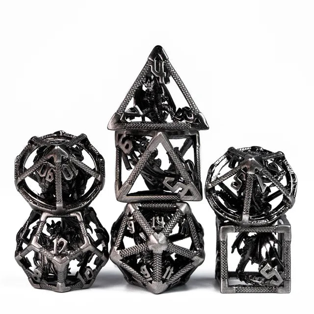 TwoFAAD - Hollow Metal Dragon Silver 7 Die Sets