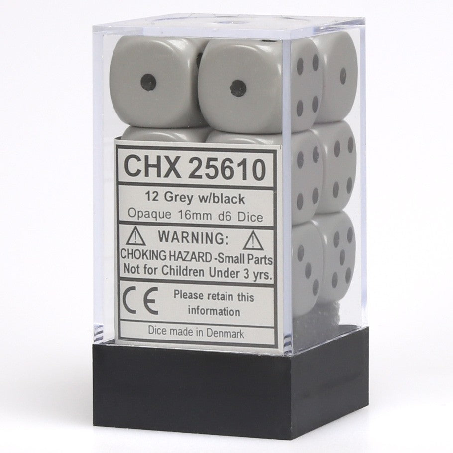 Chessex - 25610 D6 Opaque 16mm Grey/black Dice Block