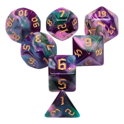 TwoFaad - Mermaid Dreams Dice w/Gold Numbers