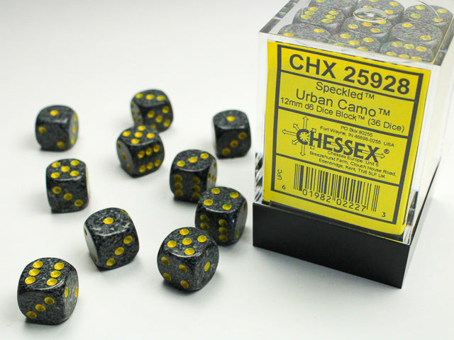 Chessex - 25928 Speckled Urban Camo 12mm d6 Dice Block (36 dice)