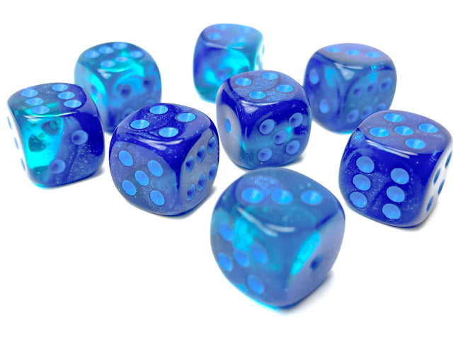 Chessex - 26863 Gemini Blue-Blue/light blue Luminary 12mm d6 Dice Block (36 dice)