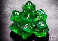 Chessex - 20375 Translucent Mini-hedral Green/white 7-Die Set