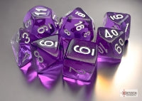 Chessex - 20377 Translucent Mini-hedral Purple/white 7-Die Set