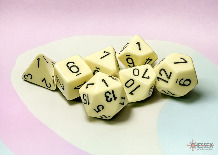 Chessex - 25462 Opaque Pastel Yellow/black Polyhedral 7-Dice Set