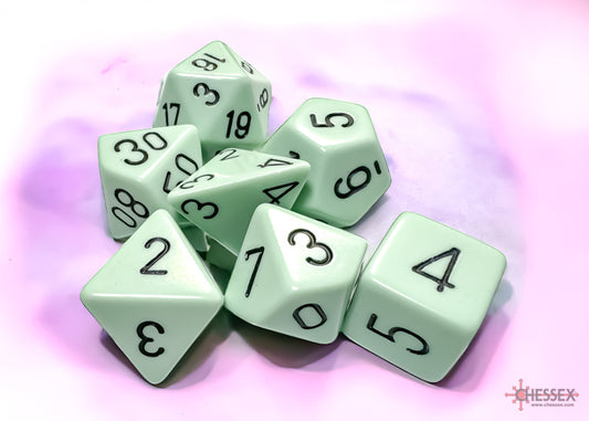 Chessex - 25465 Opaque Pastel Green/black Polyhedral 7-Dice Set