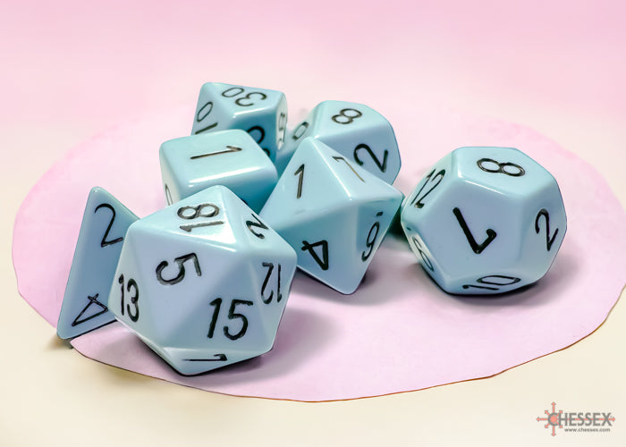 Chessex - 25466 Opaque Pastel Blue/black Polyhedral 7-Dice Set