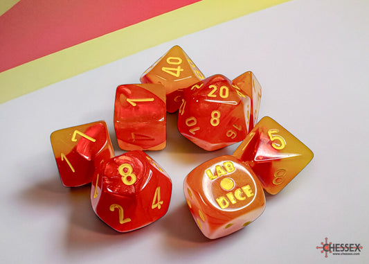 Chessex - 30051 Gemini Gellow-Red/yellow Polyhedral Luminary 7-Dice Set (with bonus die)