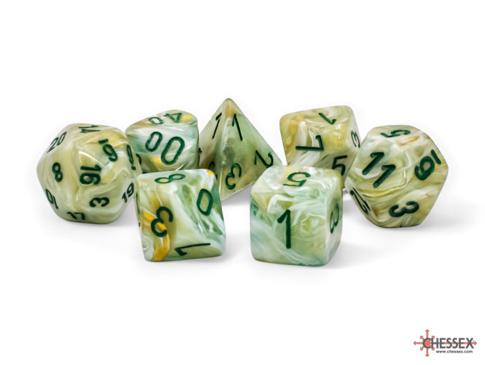 Chessex - 22409 Marble Mega-hedral Green/dark green 7-Die Set