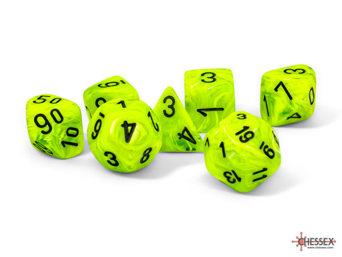 Chessex - 22430 Vortex Mega-hedral Bright Green/black 7-Die Set