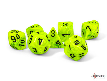 Chessex - 22430 Vortex Mega-hedral Bright Green/black 7-Die Set