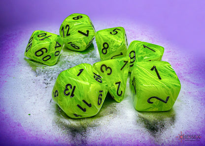 Chessex - 22430 Vortex Mega-hedral Bright Green/black 7-Die Set