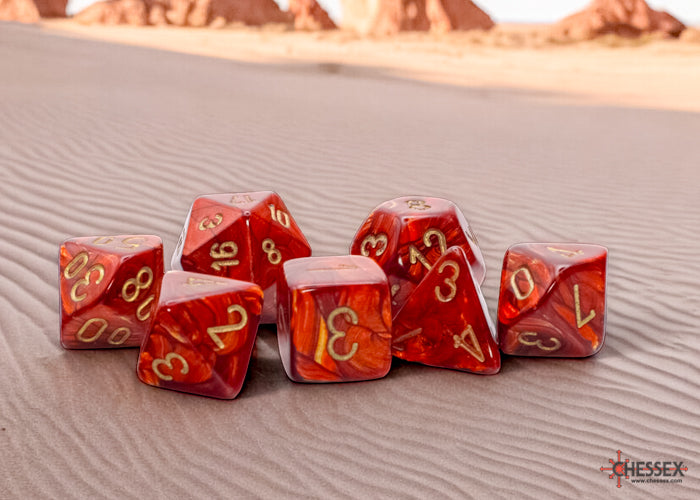 Chessex - 22414 Scarab Mega-hedral Scarlet/gold 7-Die Set