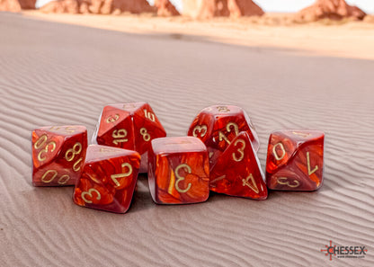 Chessex - 22414 Scarab Mega-hedral Scarlet/gold 7-Die Set