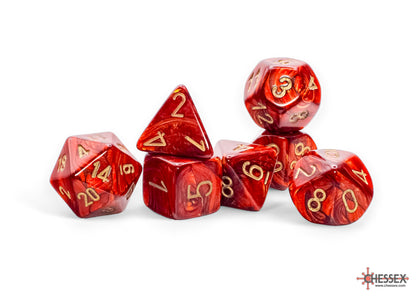 Chessex - 22414 Scarab Mega-hedral Scarlet/gold 7-Die Set