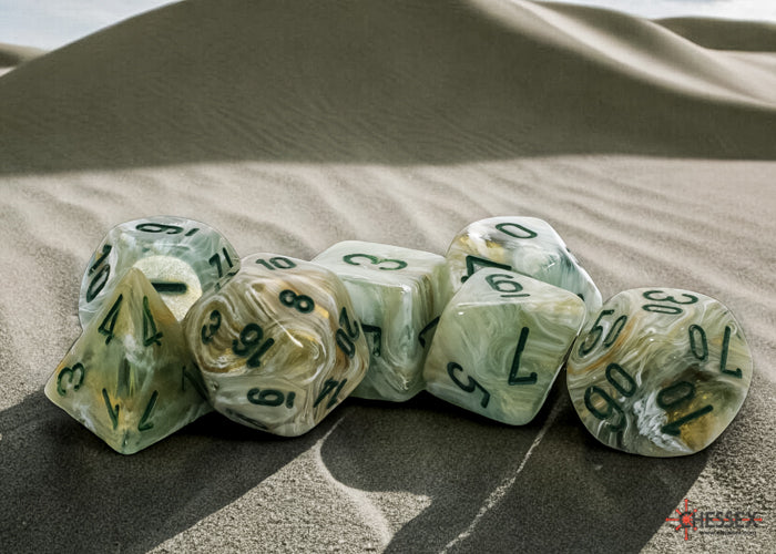 Chessex - 22409 Marble Mega-hedral Green/dark green 7-Die Set